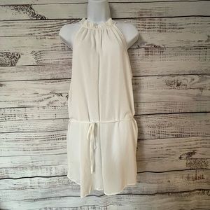 Ivory Halter Neck Belted Woven Romper